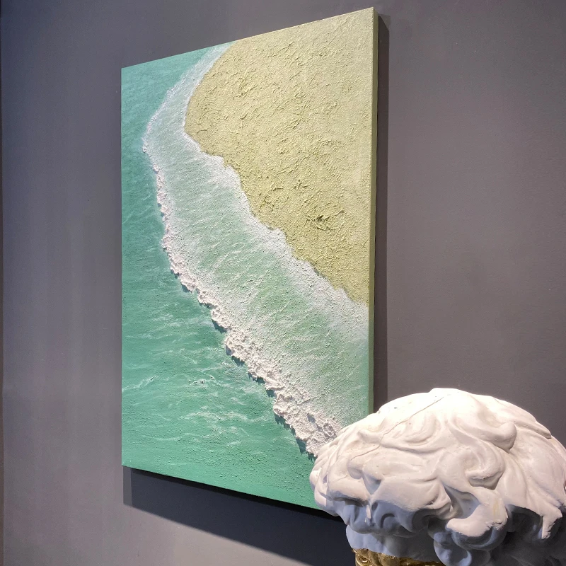 【碧波潋滟】手绘油画侘寂风落地画立体厚肌理装饰画手绘油画大海