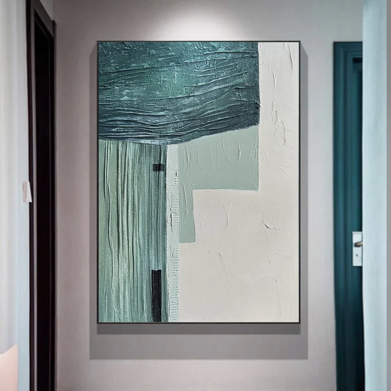 《色块织梦》纯手绘油画现代简约抽象写实风装饰画客厅挂画玄关画