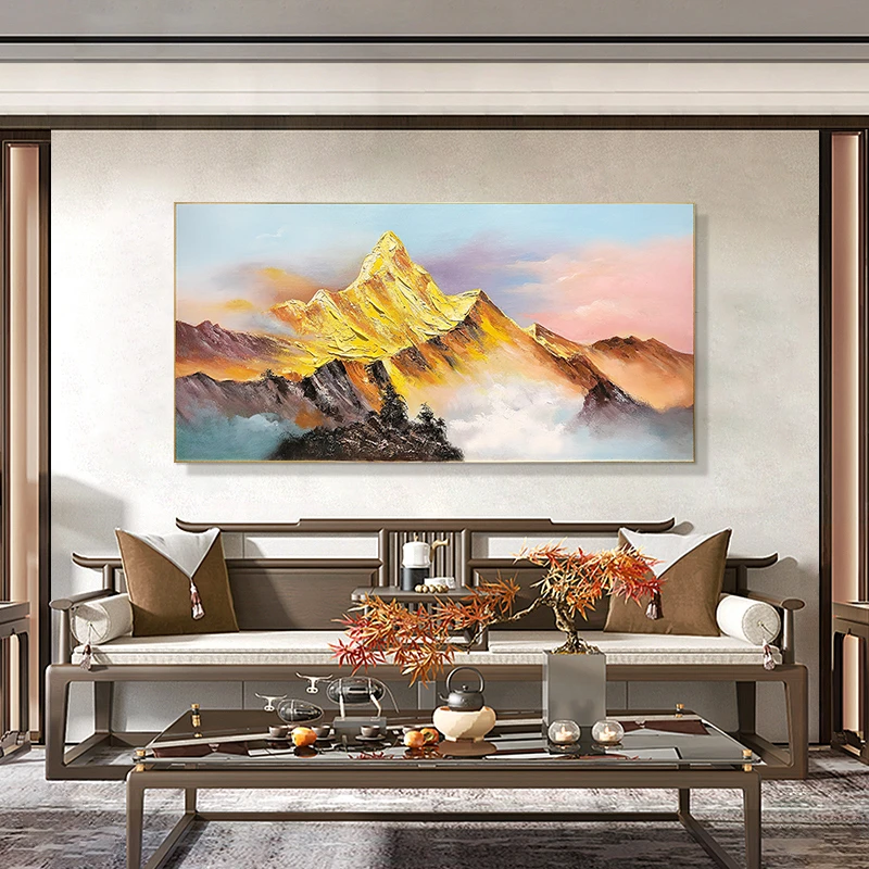 【火红金山】手绘油画高端挂画沙发大气定制客厅装饰画抽象轻奢风