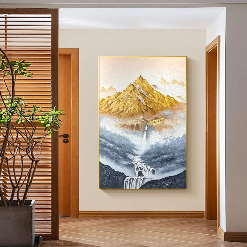 【日照金峰】手绘油画现代简约风客厅装饰个性创意入户油画