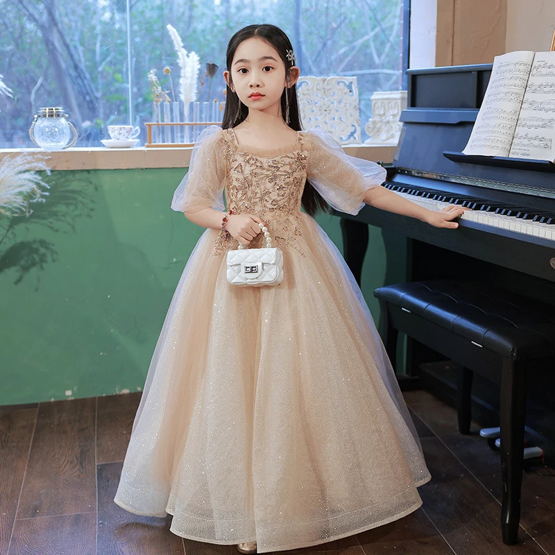 女童走秀甜美钢琴演奏花童小女孩主持人洋气高贵生日蓬蓬纱公主裙