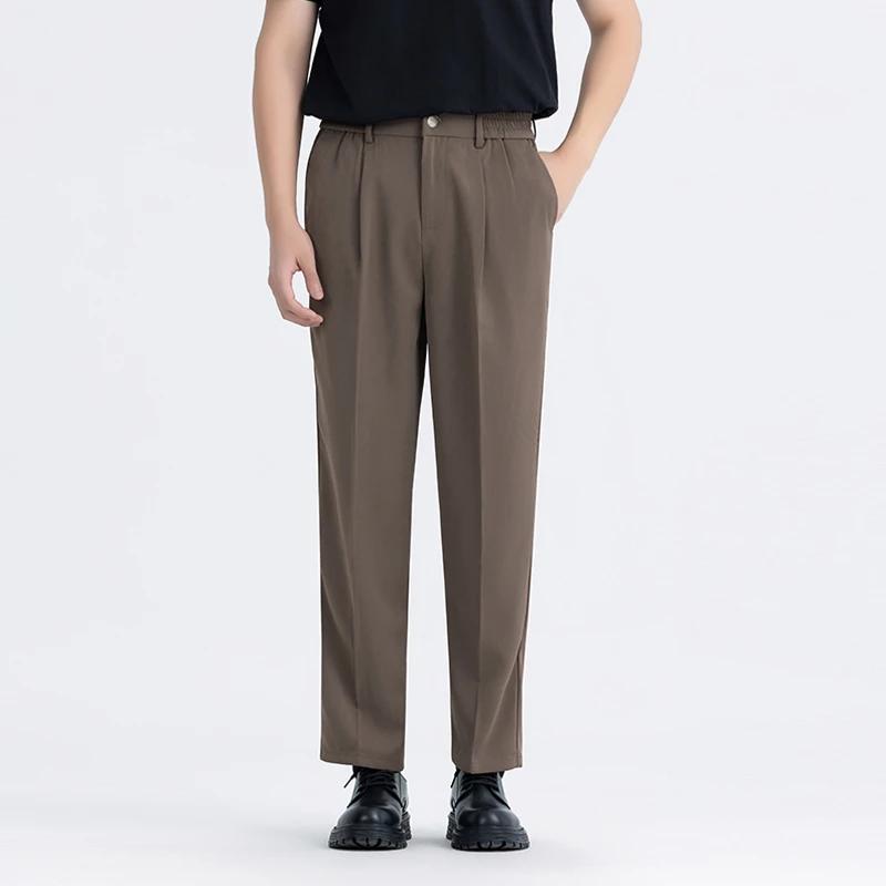 高级垂感夏季纯色小西裤男时尚宽松休闲韩版百搭男士直筒西装长裤