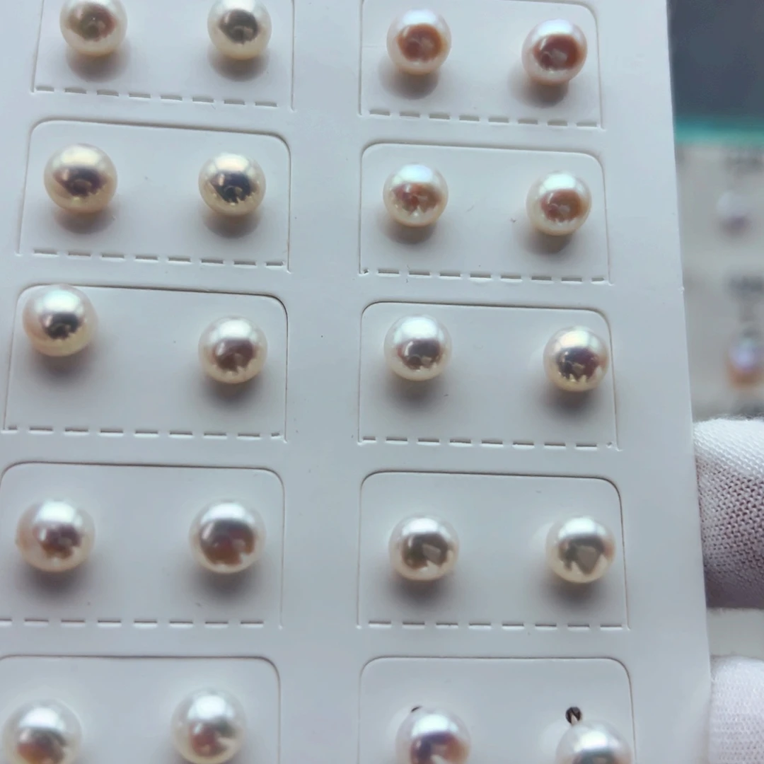 淡水珍珠耳钉银S925镶嵌