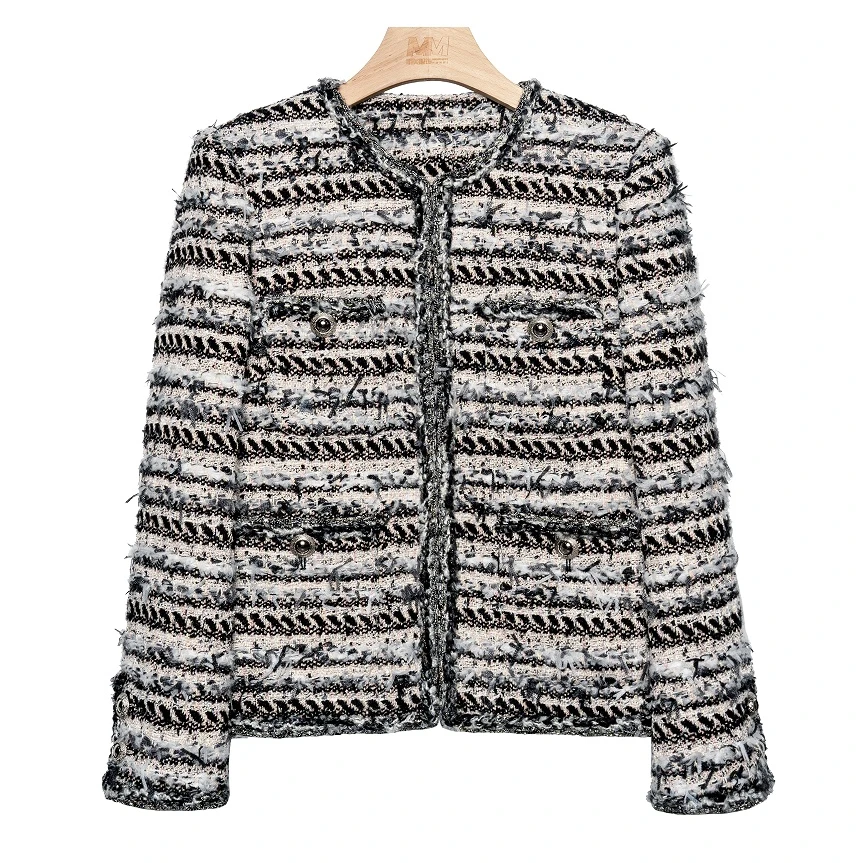 【灰白流苏】小香风外套CO83402