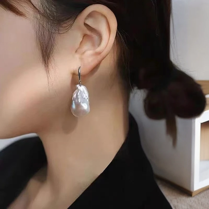 天然淡水珍珠127#气质百搭大巴珍珠耳勾耳环（多样性发货有通孔)
