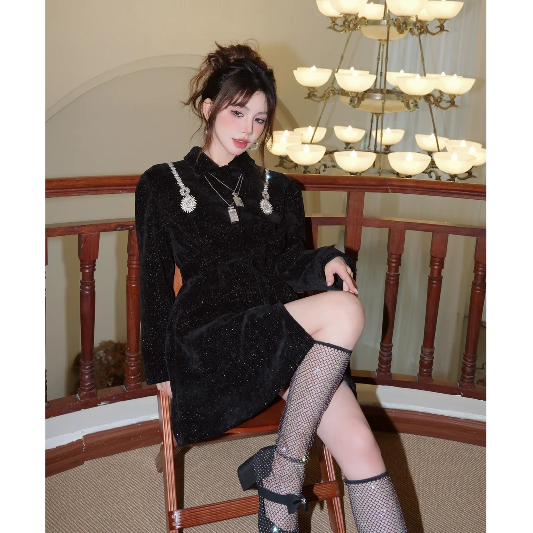 黑色厚大衣气质洋气时尚宽松版