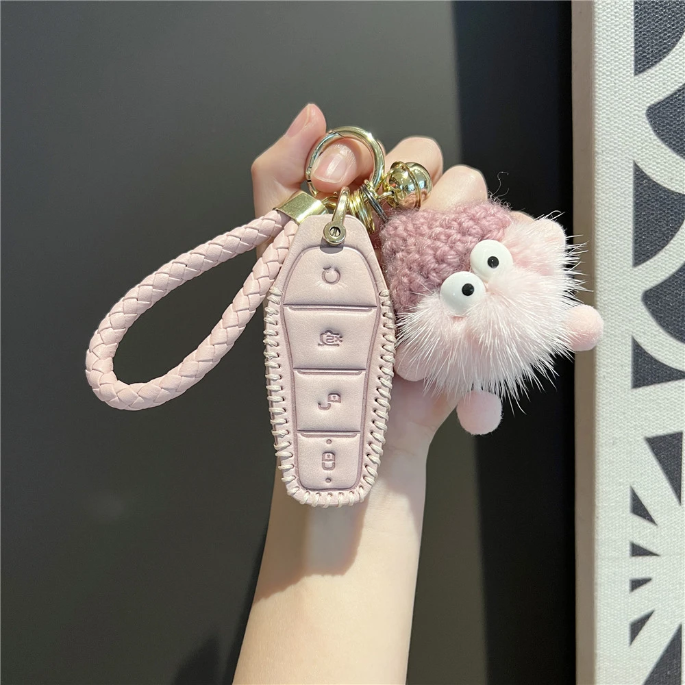 比亚迪海鸥钥匙套活力版2023款BYD海豚元pro可爱壳扣高档真皮套包