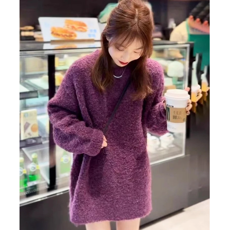 软糯慵懒风秋冬中长款毛衣女款2024新款冬季穿搭高级感宽松上衣女