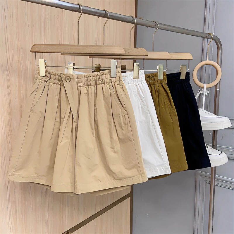 短裤女款爆款2025新款夏季韩版休闲宽松遮肉松紧高腰A字五分裤子