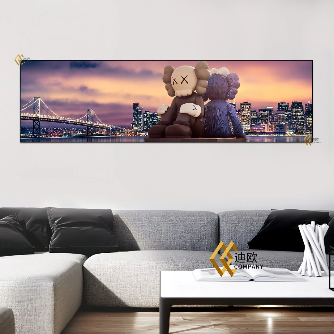 床头挂画【潮牌熊暴力熊】轻奢卧室挂画 客厅画沙发背景画 晶瓷画