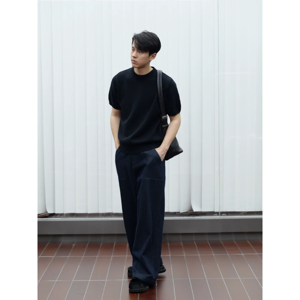 【XUMA】秋季680g经典罗口毛衫百棉高弹纱线柔软简洁利落毛衫短袖