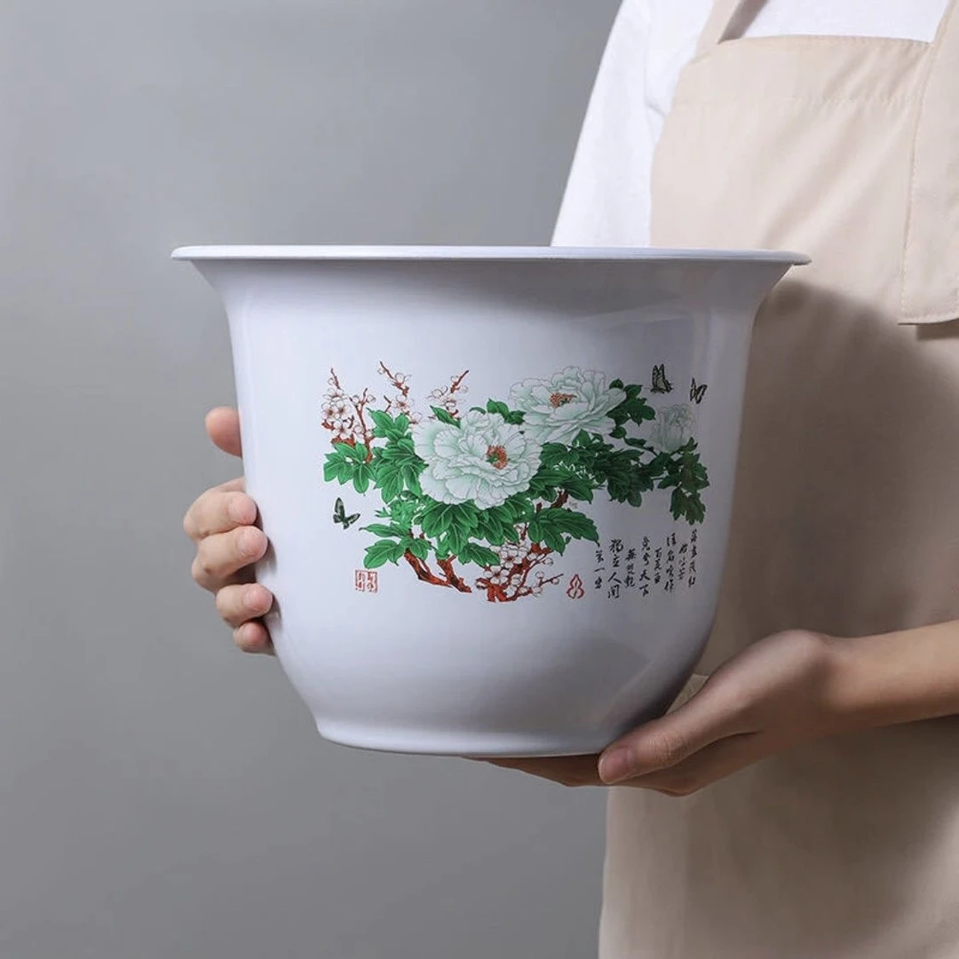 【粉丝福利】XY国风花盆加厚树脂花盆仿陶瓷中国风大号花盆盆景果树