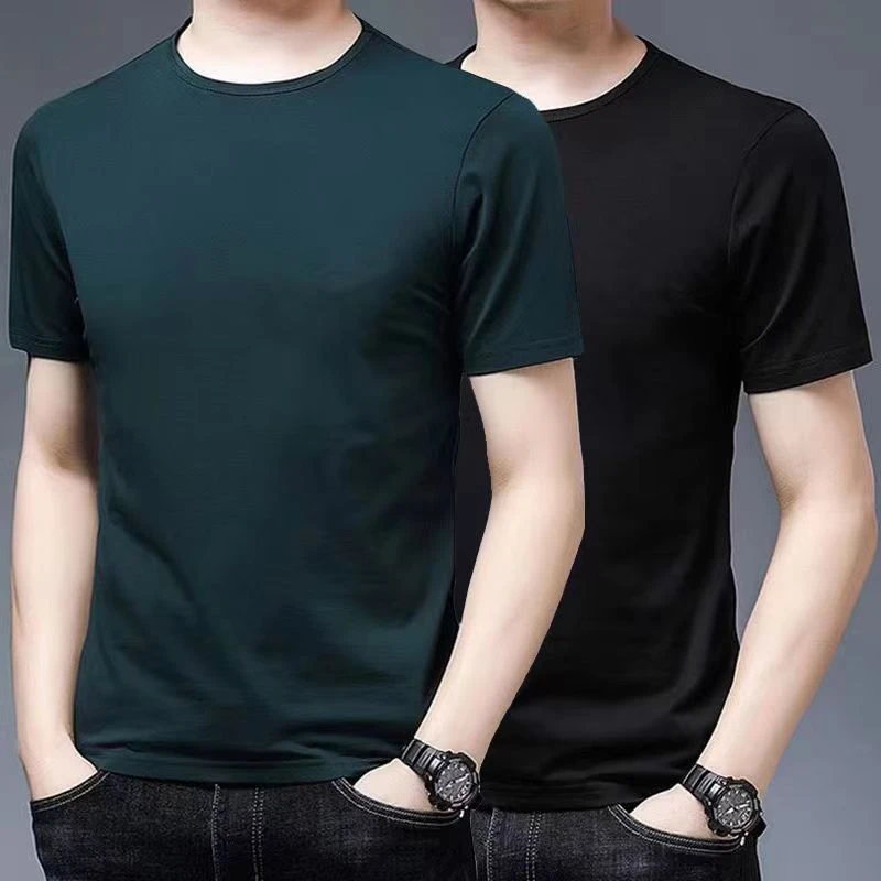 春夏新款潮牌男士短袖t恤韩版圆领T半袖纯色休闲体恤大码打底男装
