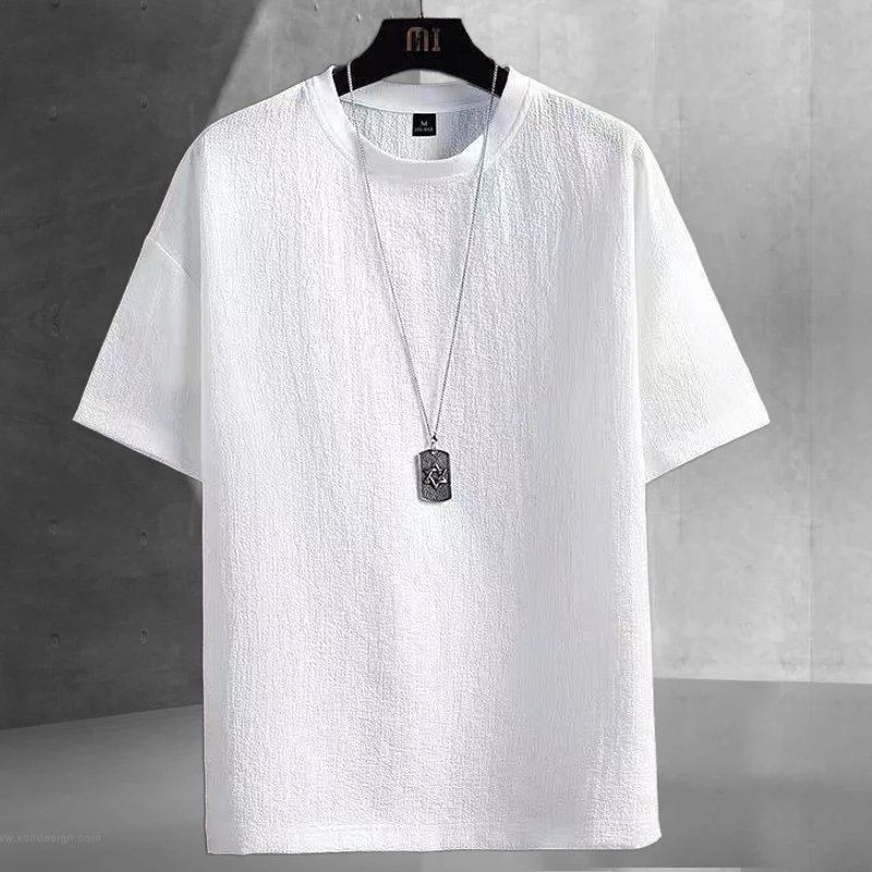 短袖t恤男季男士宽松休闲衣服百搭T恤潮牌夏季冰丝薄款短袖潮流夏