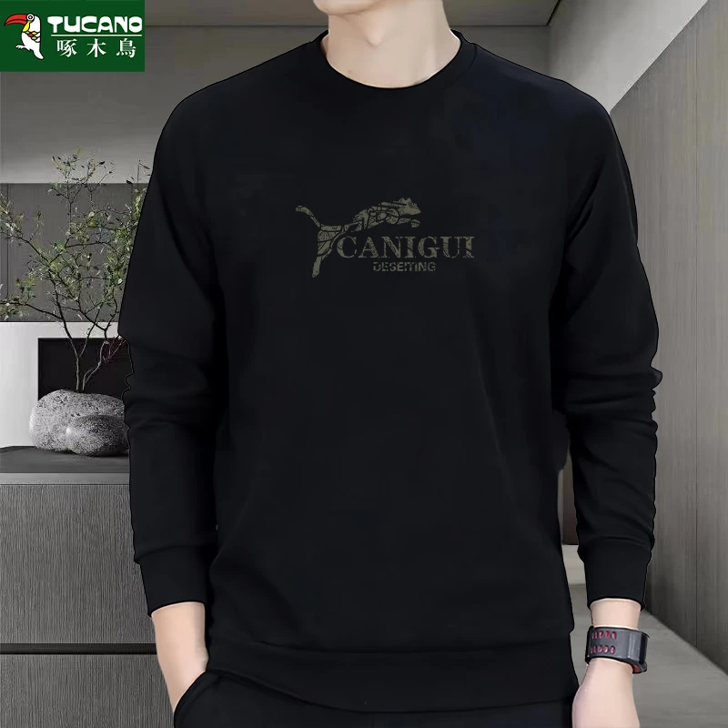 重磅圆领卫衣男女春秋情侣简约潮流ins百搭运动休闲青年套头上衣