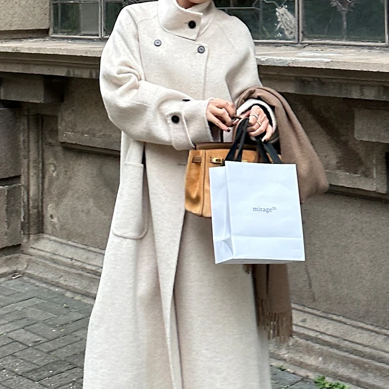 CH-877【翻领】百毛女式羊毛大衣潮流新款三色高订外套女秋冬