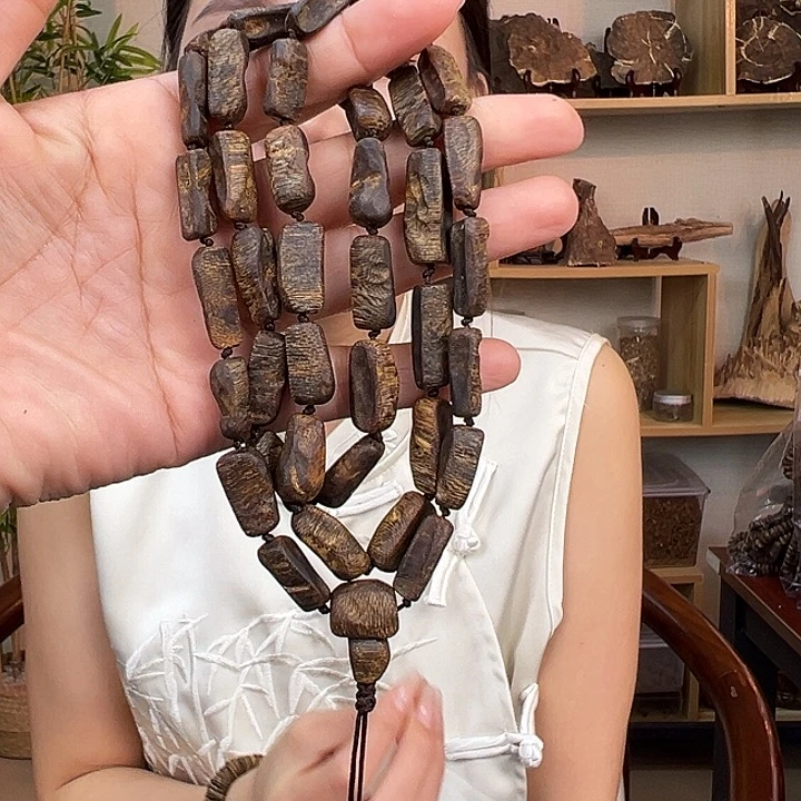 沉香手串白奇楠金丝红油天然老包头沉水多圈一条29克