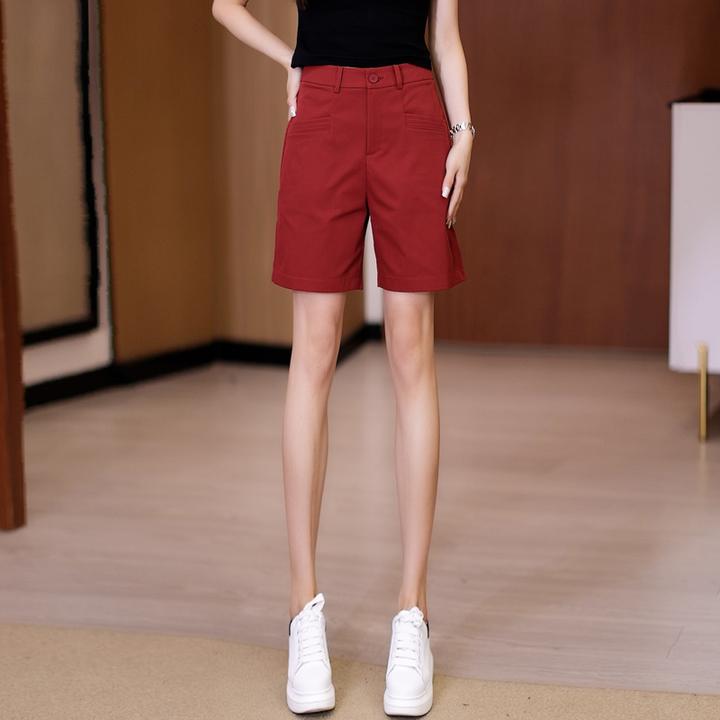 ESSENCEZAZOREVEAL/露卡索夏季A字版五分裤宽松显瘦西装短裤薄款
