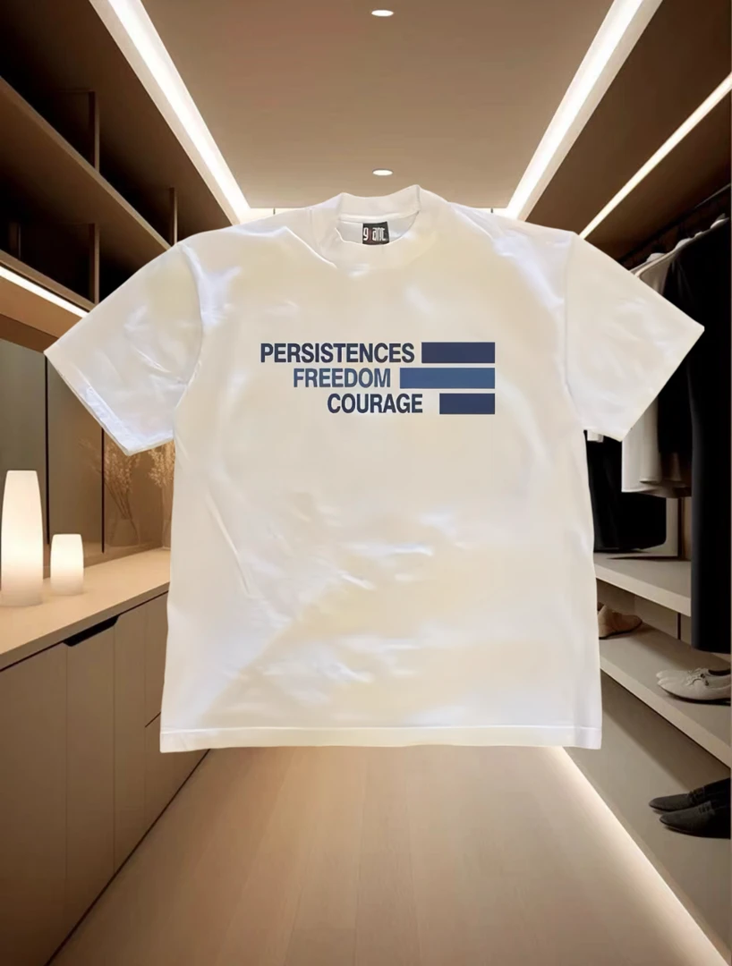 男士新款纯棉时尚百搭创意印花潮牌圆领短袖T恤男款白色休闲情侣