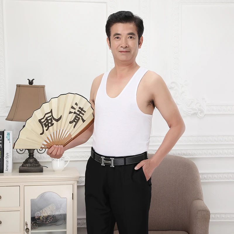 中老年男纯棉背心宽松大码汗衫夏季薄款内穿打底老年简约透气柔软