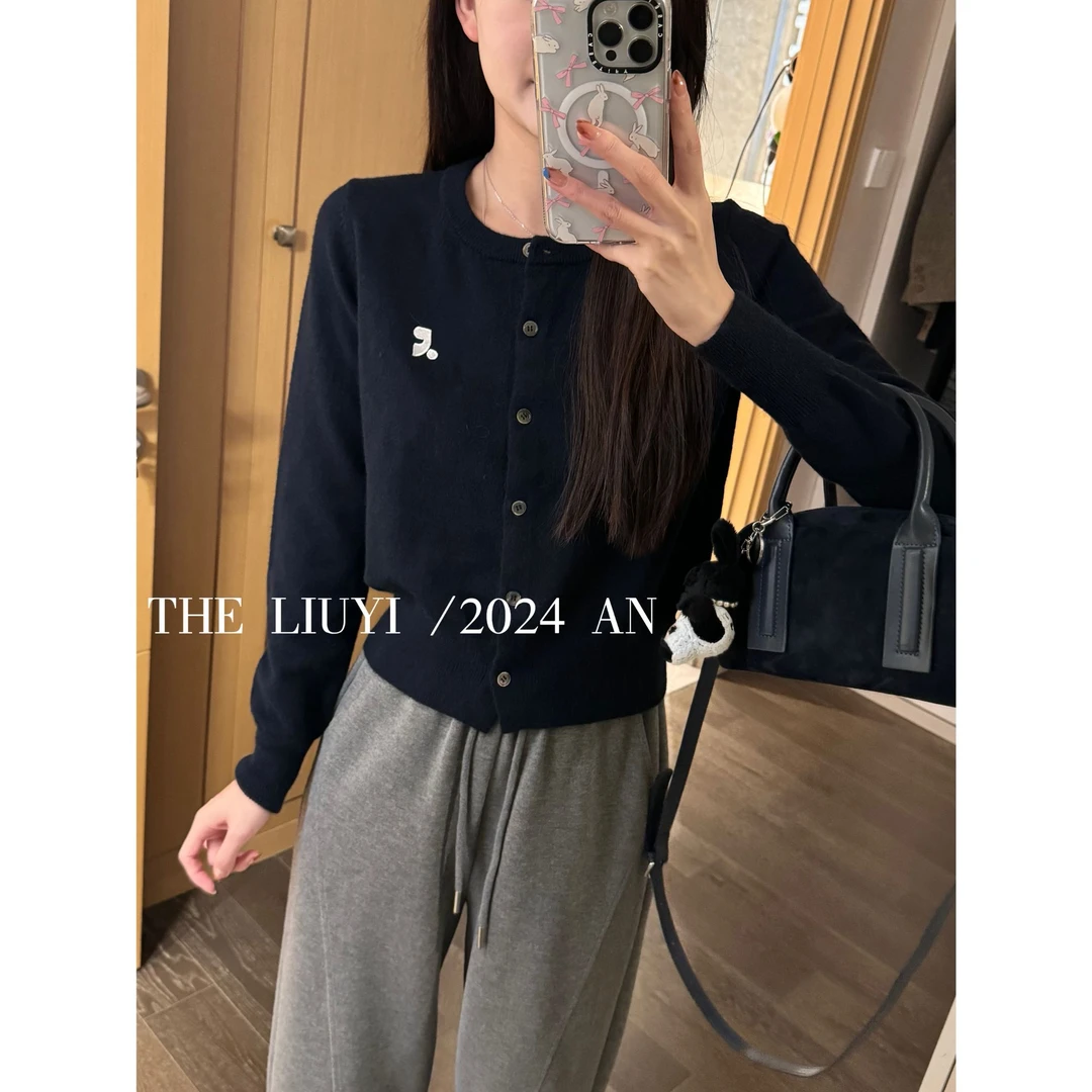 【LIUYI】逗号毛衣~秋冬羊毛混纺针织开衫外套49127