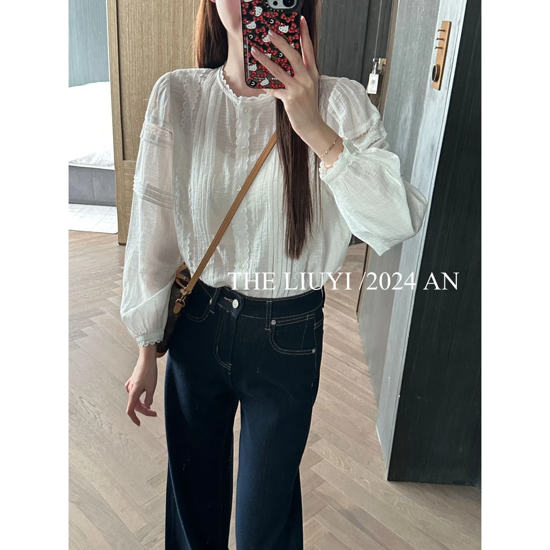 【LIUYI】白露小衫~秋季重工蕾丝长袖衬衫48025