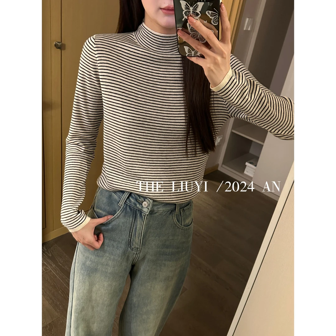 【LIUYI】冬日伴侣~冬季羊毛混纺针织半高领打底衫410094