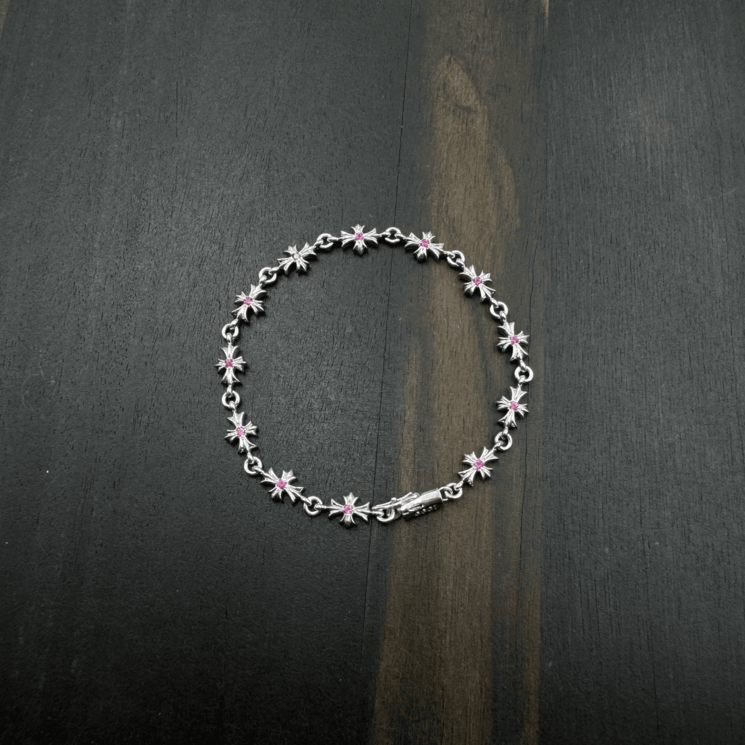chrome hearts/克罗心 未使用19cmChromehearts18k粉钻TinyE十字架手链