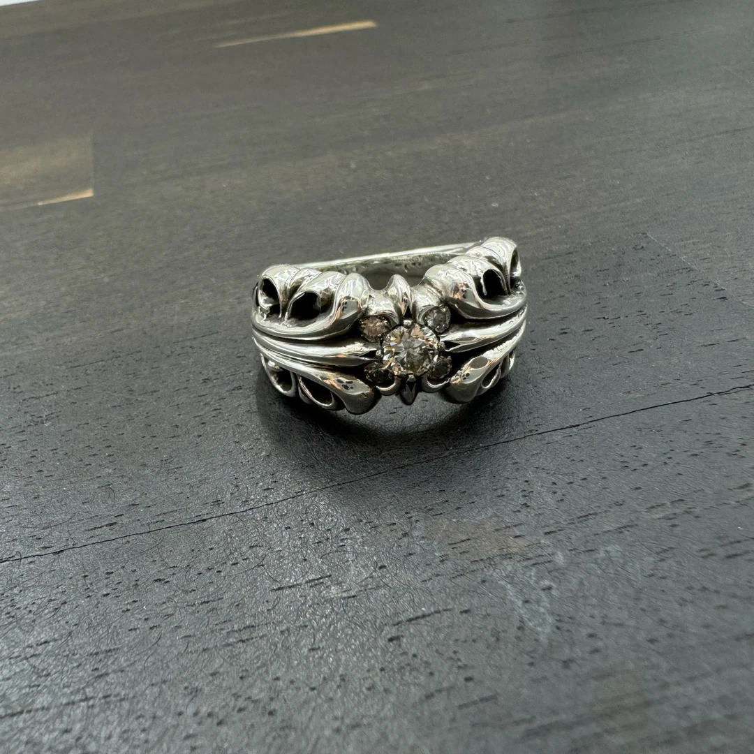 未使用 US8码 Chrome Hearts 克罗心 五钻白钻 K&T 戒指