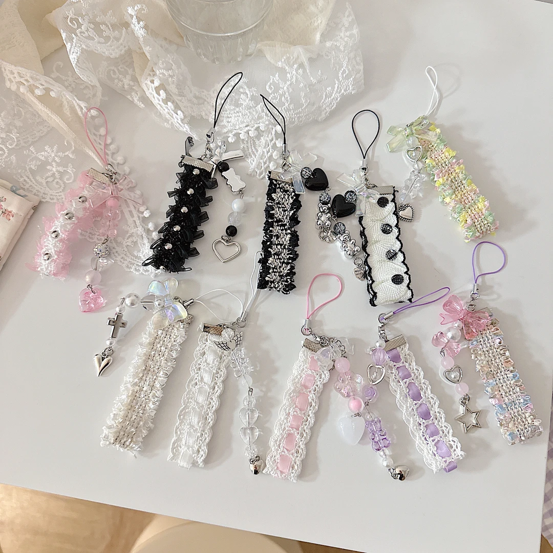 手工ins少女心手机壳挂绳手机链diy可爱超仙蕾丝挂绳CCD相机手绳