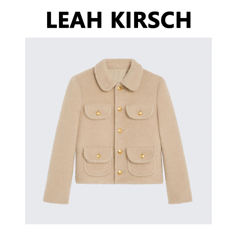 LEAH KIRSCH 骆驼绒外套女秋冬款休闲短款宽松毛绒外套 D23-6028