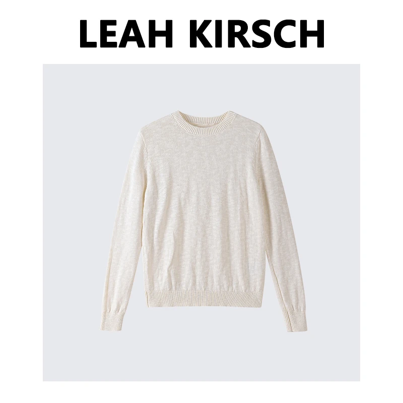 特 LEAH KIRSCH 长袖圆领t桖女简约宽松显瘦防晒上衣 D23-3033