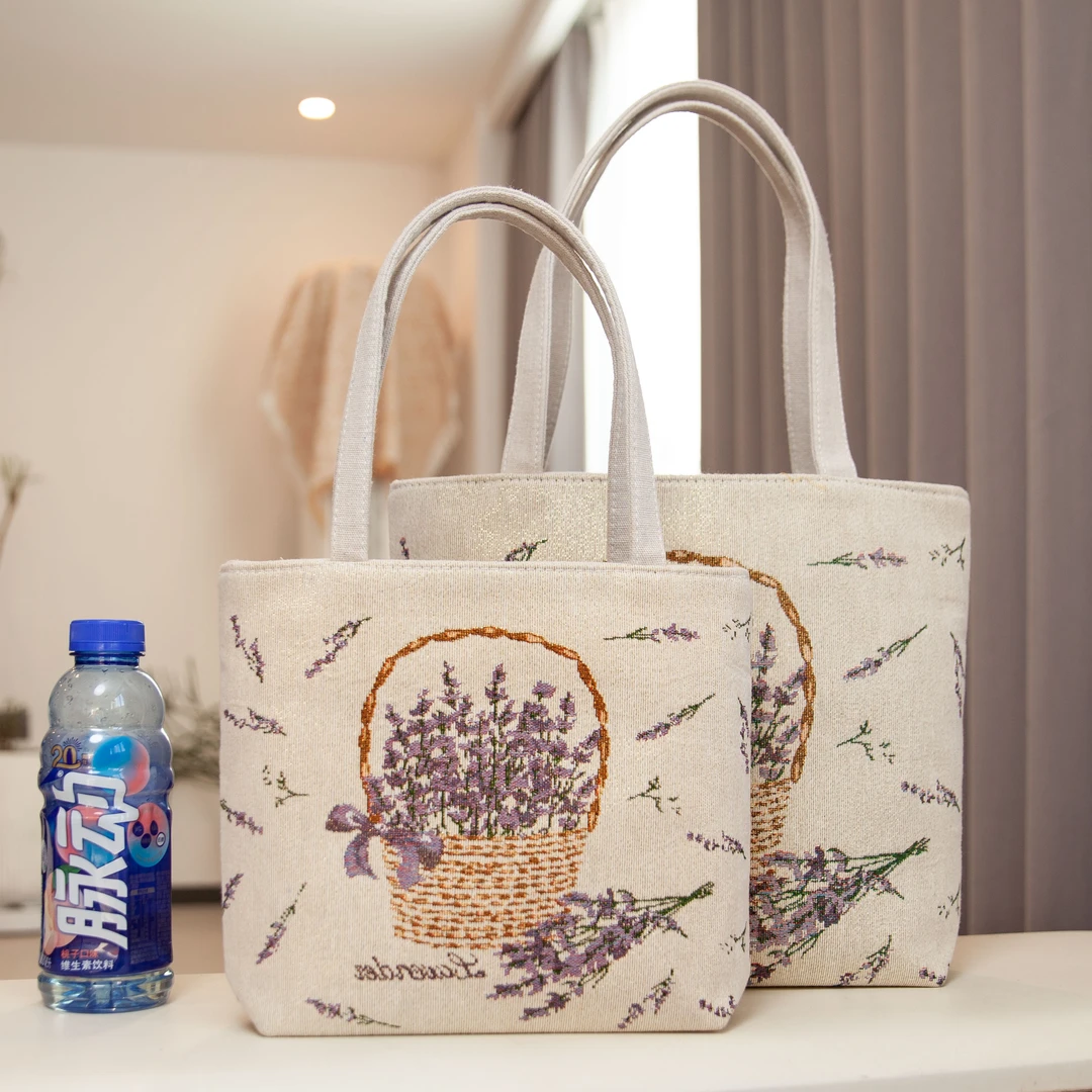 2024新款帆布包女提花刺绣手提包手机包大容量单肩包购物休闲百搭