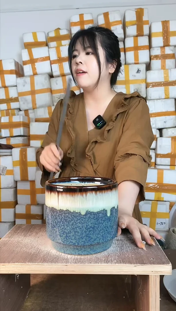 【闪购商品】陶瓷瑕疵 直筒蓝流釉小