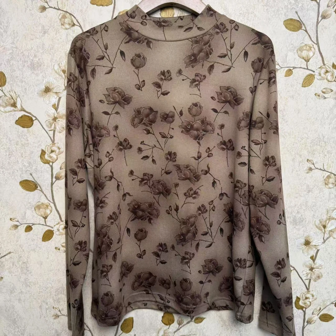 8090冬季新款长袖显瘦显气质大码女打底衫