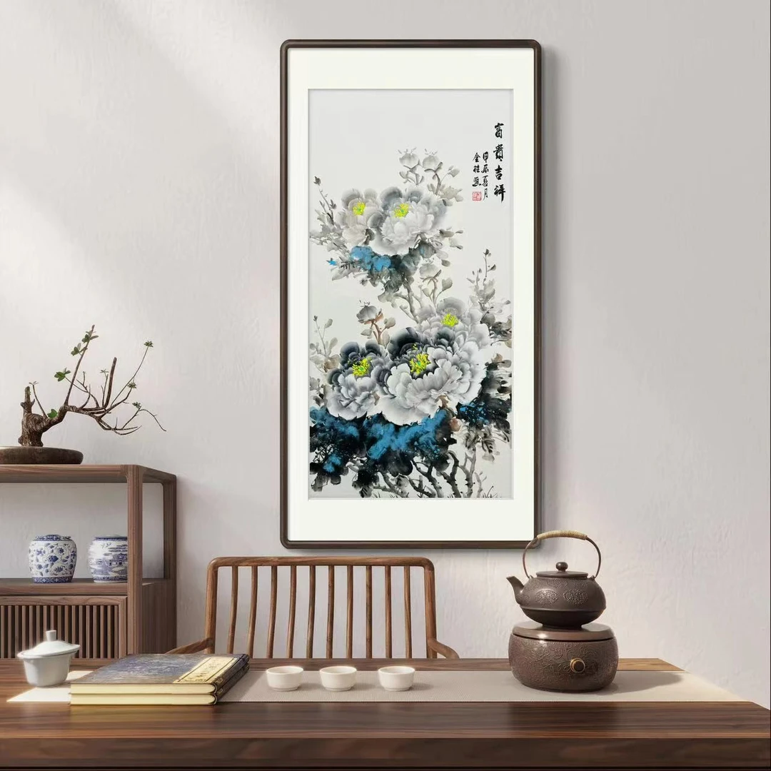 《富贵吉祥》纯手绘牡丹图三尺横竖幅国画写意画花鸟挂画文玩探宝