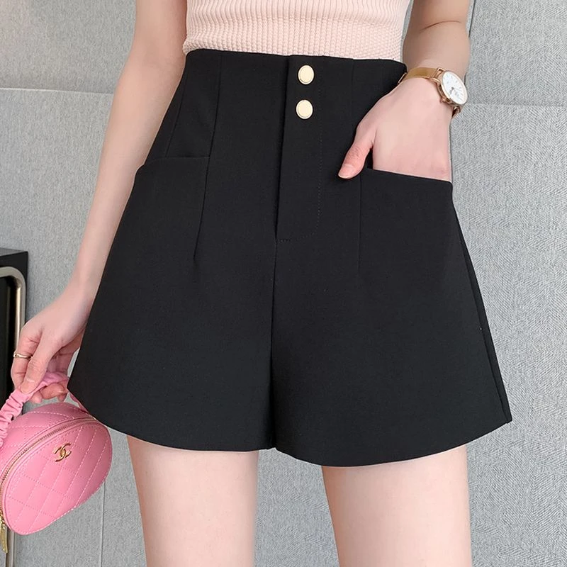 韩版高腰显瘦阔腿休闲裤女夏款2024夏季新款时尚百搭a字西装短裤