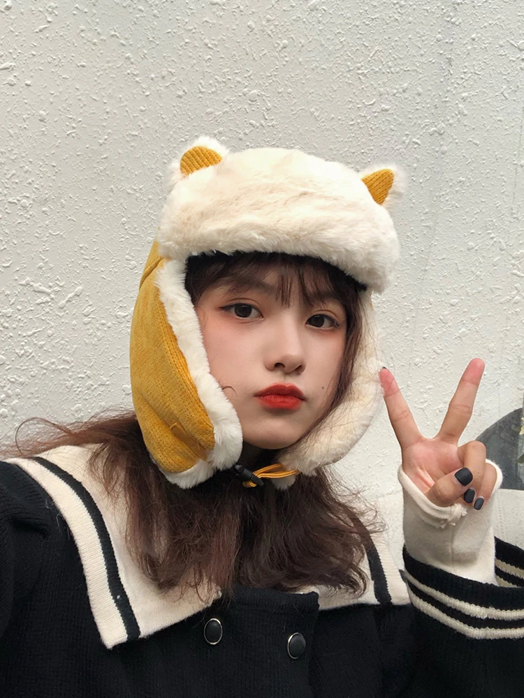 秋冬保暖猫耳朵护耳帽骑车防寒加厚棉帽韩版可爱冬天防风雷锋帽子