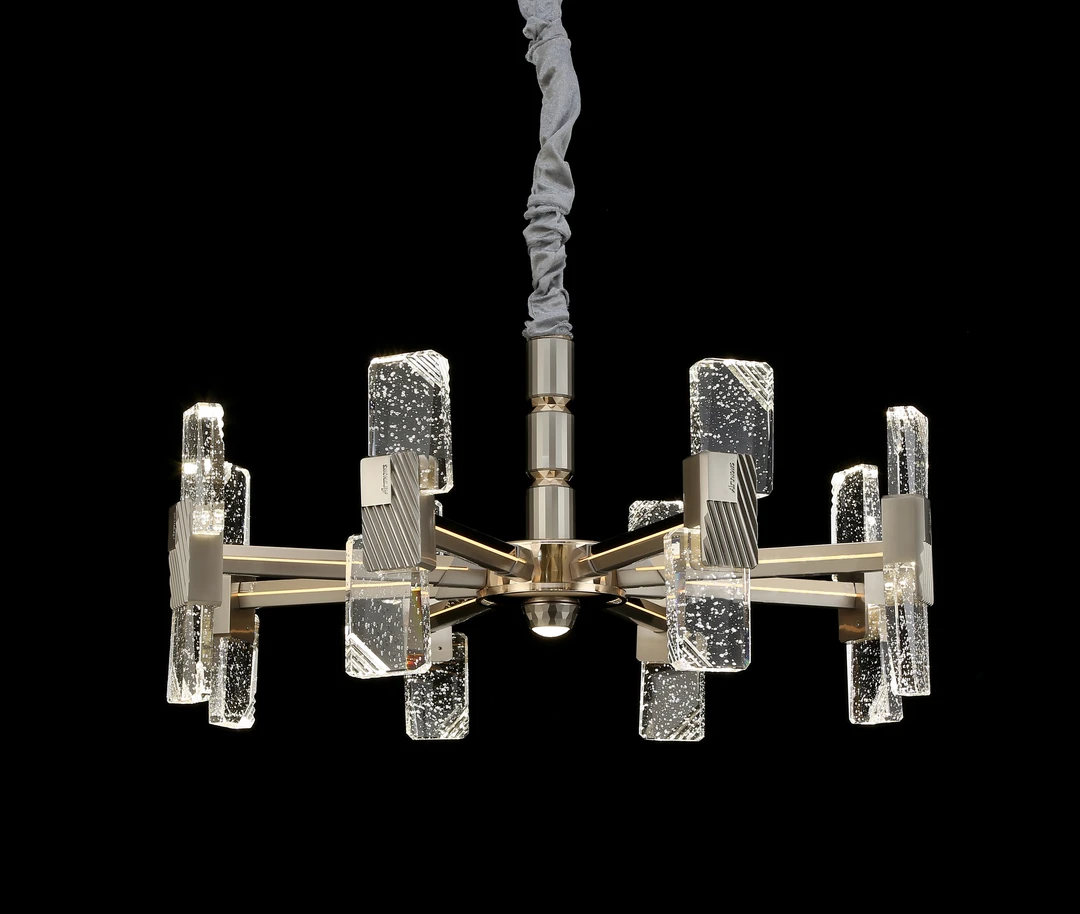 【丽煌灯饰】简约大气气泡水晶柱客餐厅吊灯