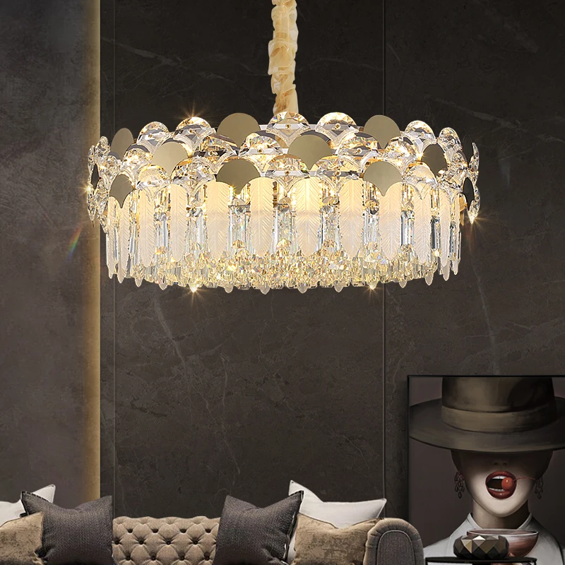 新款轻奢客厅水晶吊灯美式法式豪华大气简约餐厅卧室家用圆形灯具