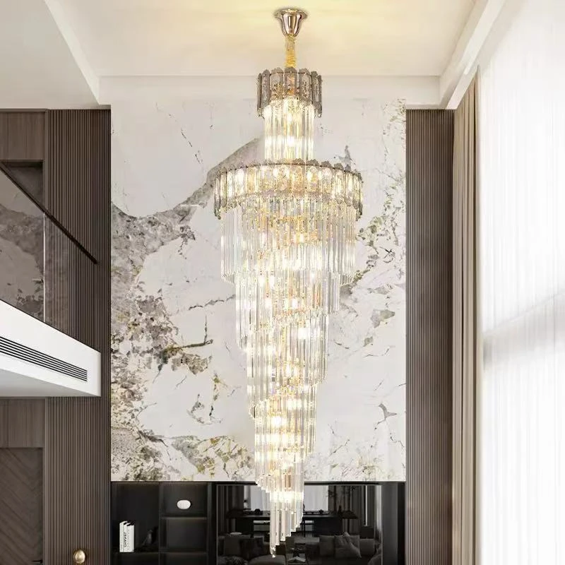 新款复式楼别墅大吊灯客厅水晶灯楼中楼轻奢大厅挑空楼梯间长吊灯