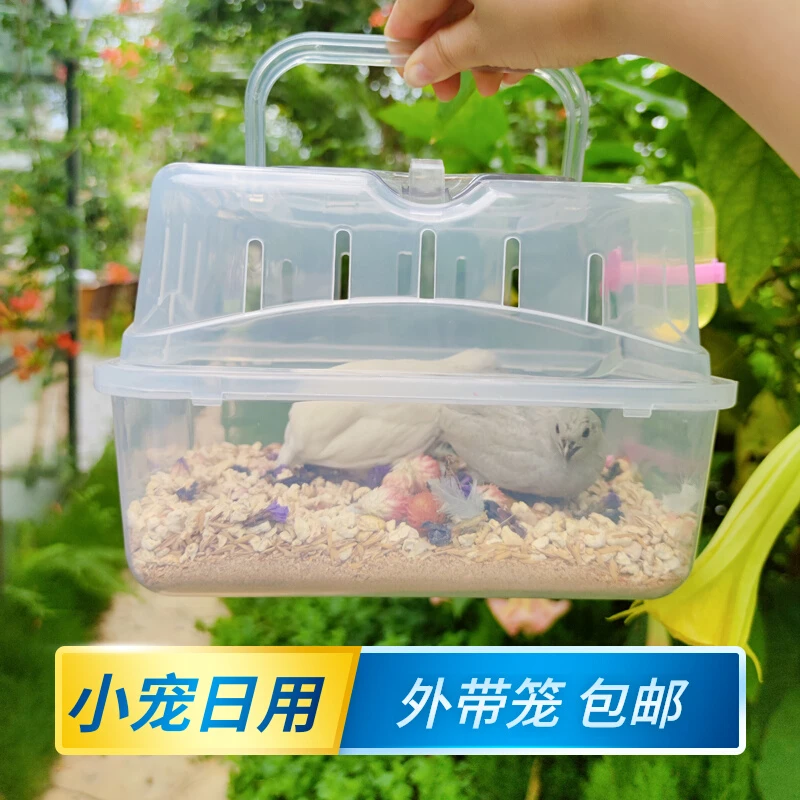 芦丁鸡手提笼亚克力全透明外出携带轻便透气迷你宠物小鸡外带笼子