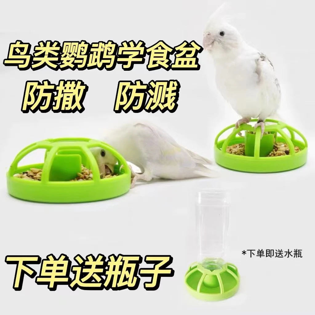 幼鸟鹦鹉学吃食盒防撒食盆自动喂食下料器小型鸟类宠物鸟用具