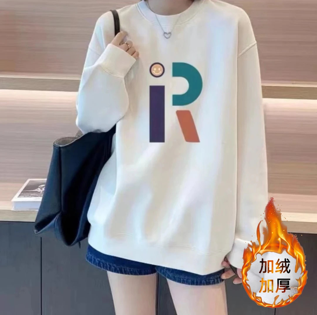 TG加绒港风国潮男女同款圆领时尚休闲百搭圆领卫衣-彩色R