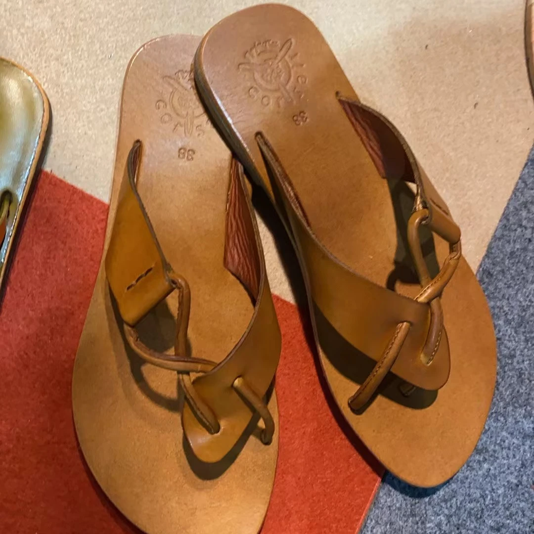 TAYA 泰国直邮皮拖鞋真皮棕色防滑