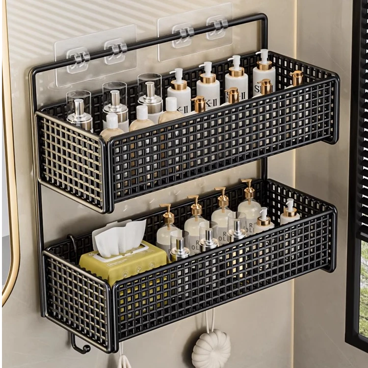 浴室卫生间置物架壁挂式厕所洗澡洗手间洗漱台免打孔墙上长形收纳