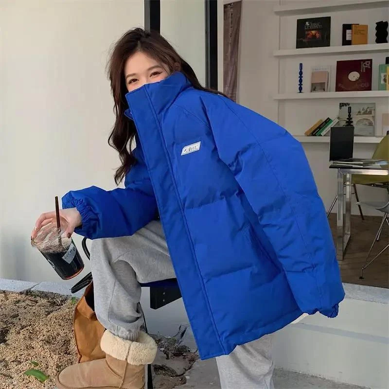 羽绒服正品白鸭绒爆款2023克莱因蓝女款女士oversize面包加厚羽绒
