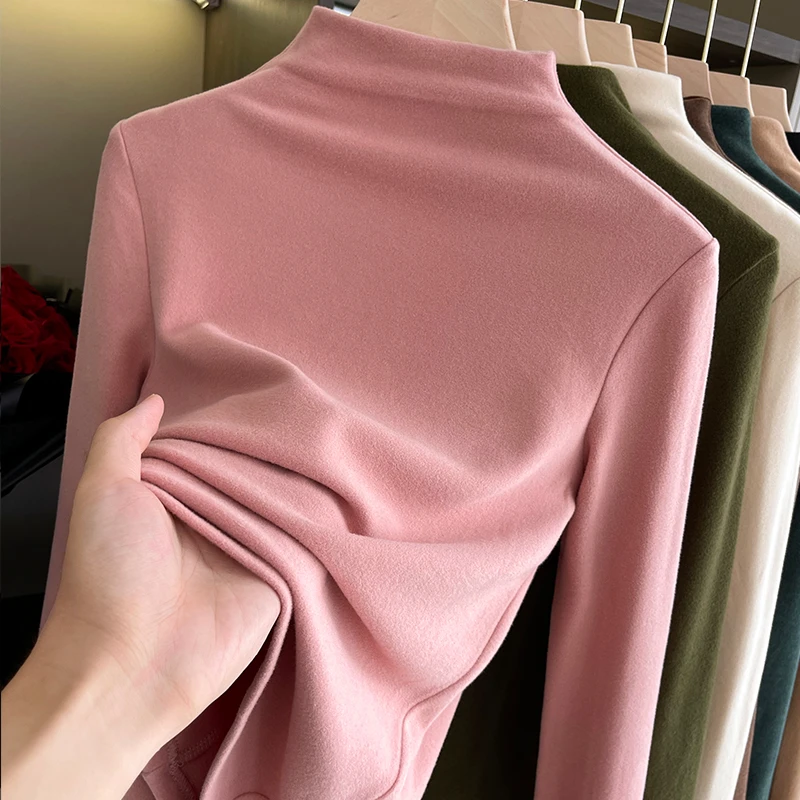 半高领德绒打底衫爆款2024新款秋冬加厚保暖澳绒内搭修身长袖上衣