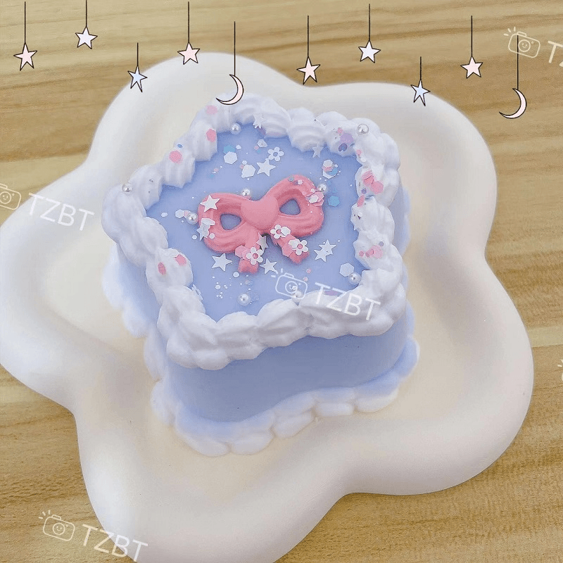 【雾霾蓝星星大蛋糕】【爆浆奶油感/慢回弹】纯手工DIY食品硅胶捏捏