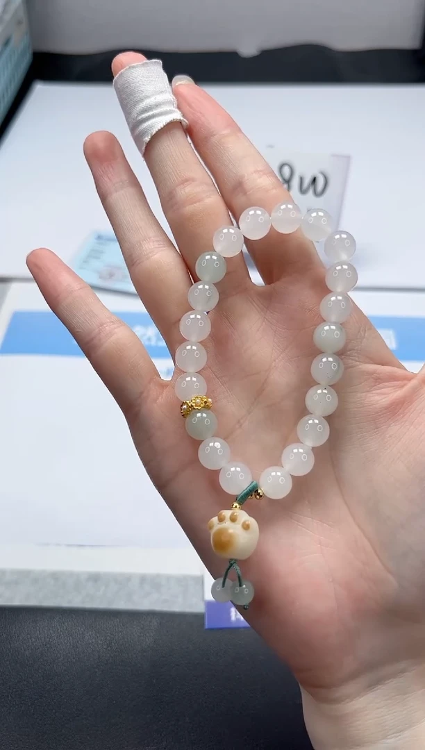 【闪购商品】石英质玉手链未镶嵌手链猫爪